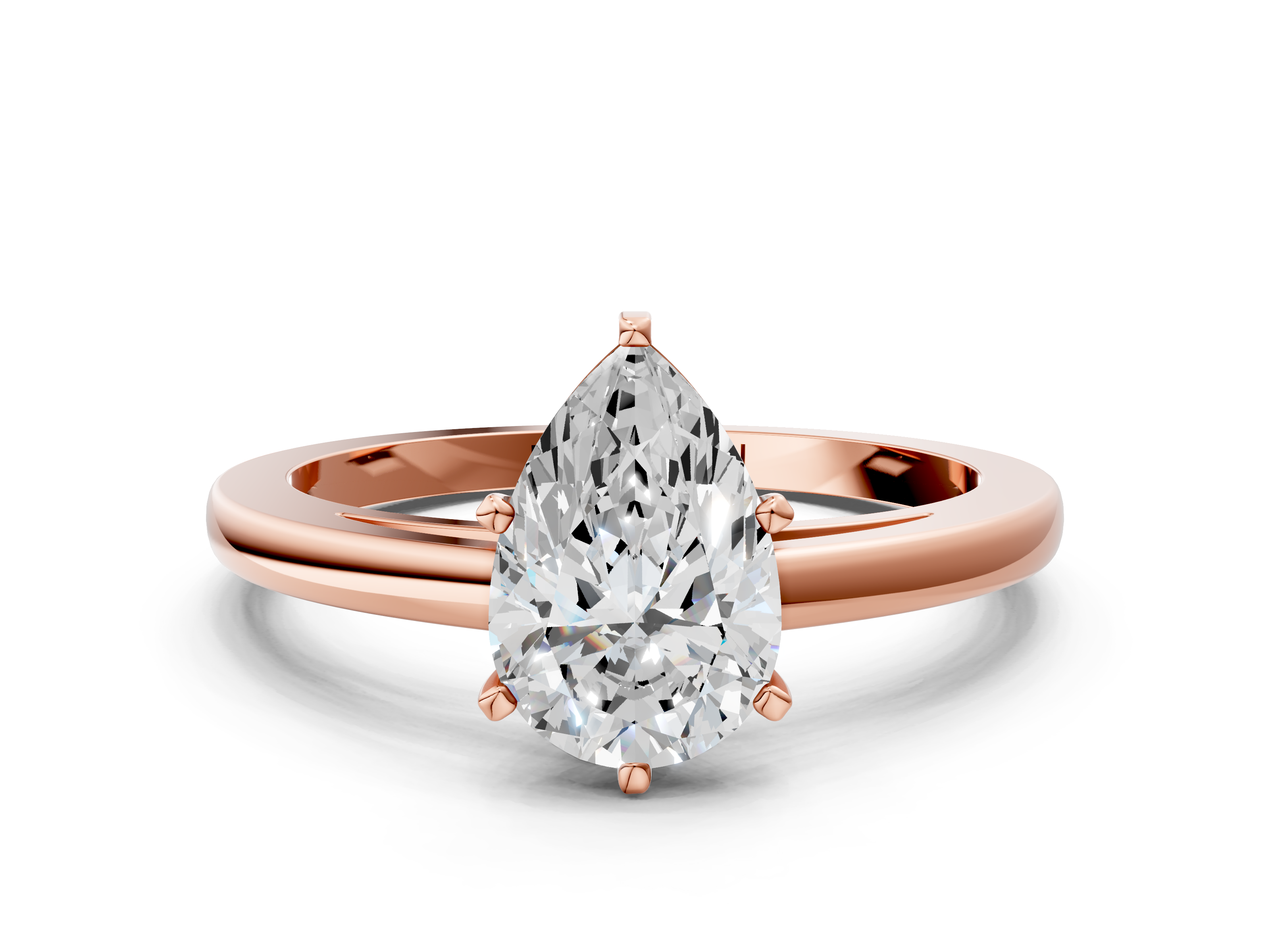Rose gold Pear Solitaire Diamond Engagement Ring with Four-Prong Setting on a Classic Band_8