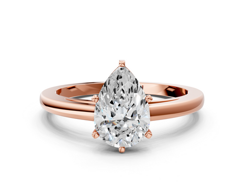 Rose gold Pear Solitaire Diamond Engagement Ring with Four-Prong Setting on a Classic Band_8