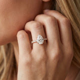 Rose gold Pear Solitaire Diamond Engagement Ring with Pavé Band and Six-Prong Setting_14