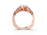Rose gold Pear Solitaire Diamond Engagement Ring with Pave Band and Four-Prong Setting 4