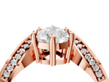 Rose gold Pear Solitaire Diamond Engagement Ring with Pave Band and Four-Prong Setting 5