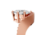 Rose gold Pear Solitaire Diamond Engagement Ring with Pave Band and Four-Prong Setting