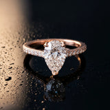 Rose gold Pear Solitaire Diamond Engagement Ring with Pave Band and Six-Prong Setting_15
