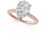 Rose gold Pear Solitaire Diamond Engagement Ring with Pave Band and Six-Prong Setting_42