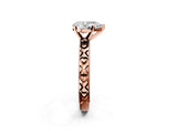 Rose gold Pear Solitaire Diamond Engagement Ring with XO Engraved Band and Four-Prong Setting 2
