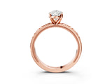Rose gold Pear Solitaire Diamond Engagement Ring with XO Engraved Band and Four-Prong Setting 3