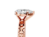 Rose gold Pear Solitaire Diamond Engagement Ring with XO Engraved Band and Four-Prong Setting 5