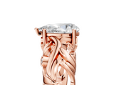 Rose gold Pear Solitaire Diamond Leaf Vine Band with Prong Setting_60