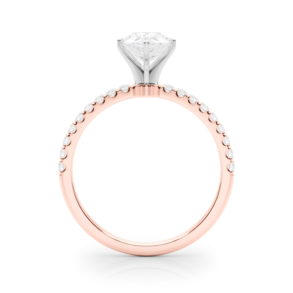 Rose gold Pear Solitaire Diamond Pavé Band with Four-Prong Setting 2