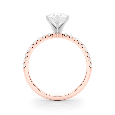 Rose gold Pear Solitaire Diamond Pavé Band with Four-Prong Setting 2