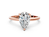 Rose gold Pear Solitaire Diamond Ring with 4-Prong Setting on a Classic Band_3