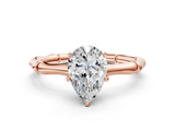 Rose gold Pear Solitaire Diamond Ring with Bamboo Band and Four-Prong Setting_46