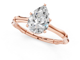 Rose gold Pear Solitaire Diamond Ring with Bamboo Band and Four-Prong Setting_47