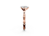Rose gold Pear Solitaire Diamond Ring with Bamboo Band and Four-Prong Setting_48