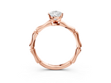 Rose gold Pear Solitaire Diamond Ring with Bamboo Band and Four-Prong Setting_49