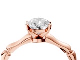 Rose gold Pear Solitaire Diamond Ring with Bamboo Band and Four-Prong Setting_50