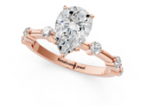 Rose gold Pear Solitaire Diamond Ring with Bezel Set Side Stones and Prong Setting_26
