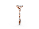 Rose gold Pear Solitaire Diamond Ring with Bezel Set Side Stones and Prong Setting_27