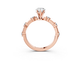 Rose gold Pear Solitaire Diamond Ring with Bezel Set Side Stones and Prong Setting_28