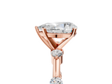 Rose gold Pear Solitaire Diamond Ring with Bezel Set Side Stones and Prong Setting_30