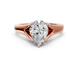 Rose gold Pear Solitaire Diamond Ring with Cathedral Band and Four-Prong Setting_65