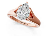 Rose gold Pear Solitaire Diamond Ring with Cathedral Band and Four-Prong Setting_66
