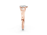 Rose gold Pear Solitaire Diamond Ring with Cathedral Band and Four-Prong Setting_67