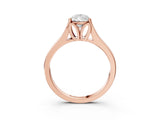 Rose gold Pear Solitaire Diamond Ring with Cathedral Band and Four-Prong Setting_68
