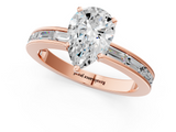 Rose gold Pear Solitaire Diamond Ring with Channel-Set Baguette Band and Four-Prong Setting_76