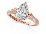 Rose gold Pear Solitaire Diamond Ring with Channel Set Band and Bezel Prong Setting_78