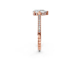 Rose gold Pear Solitaire Diamond Ring with Channel Set Band and Bezel Prong Setting_79