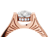 Rose gold Pear Solitaire Diamond Ring with Channel Set Band and Bezel Prong Setting_81