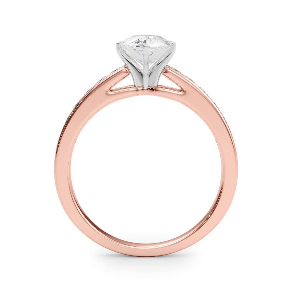 Rose gold Pear Solitaire Diamond Ring with Channel-Set Band and Four-Prong Setting 2