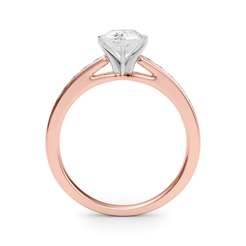 Rose gold Pear Solitaire Diamond Ring with Channel-Set Band and Four-Prong Setting 2