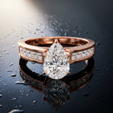 Rose gold Pear Solitaire Diamond Ring with Channel-Set Band and Four-Prong Setting_16