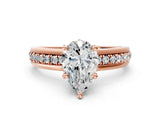 Rose gold Pear Solitaire Diamond Ring with Channel Set Band and Six-Prong Setting_48