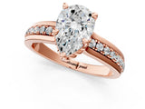 Rose gold Pear Solitaire Diamond Ring with Channel Set Band and Six-Prong Setting_49