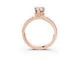 Rose gold Pear Solitaire Diamond Ring with Channel Set Band and Six-Prong Setting_51