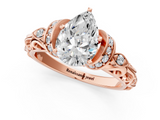 Rose gold Pear Solitaire Diamond Ring with Filigree Band and Four-Prong Setting_83