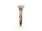 Rose gold Pear Solitaire Diamond Ring with Filigree Band and Four-Prong Setting_84