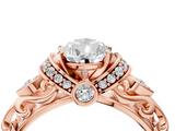 Rose gold Pear Solitaire Diamond Ring with Filigree Band and Four-Prong Setting_86