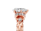 Rose gold Pear Solitaire Diamond Ring with Filigree Band and Four-Prong Setting_87