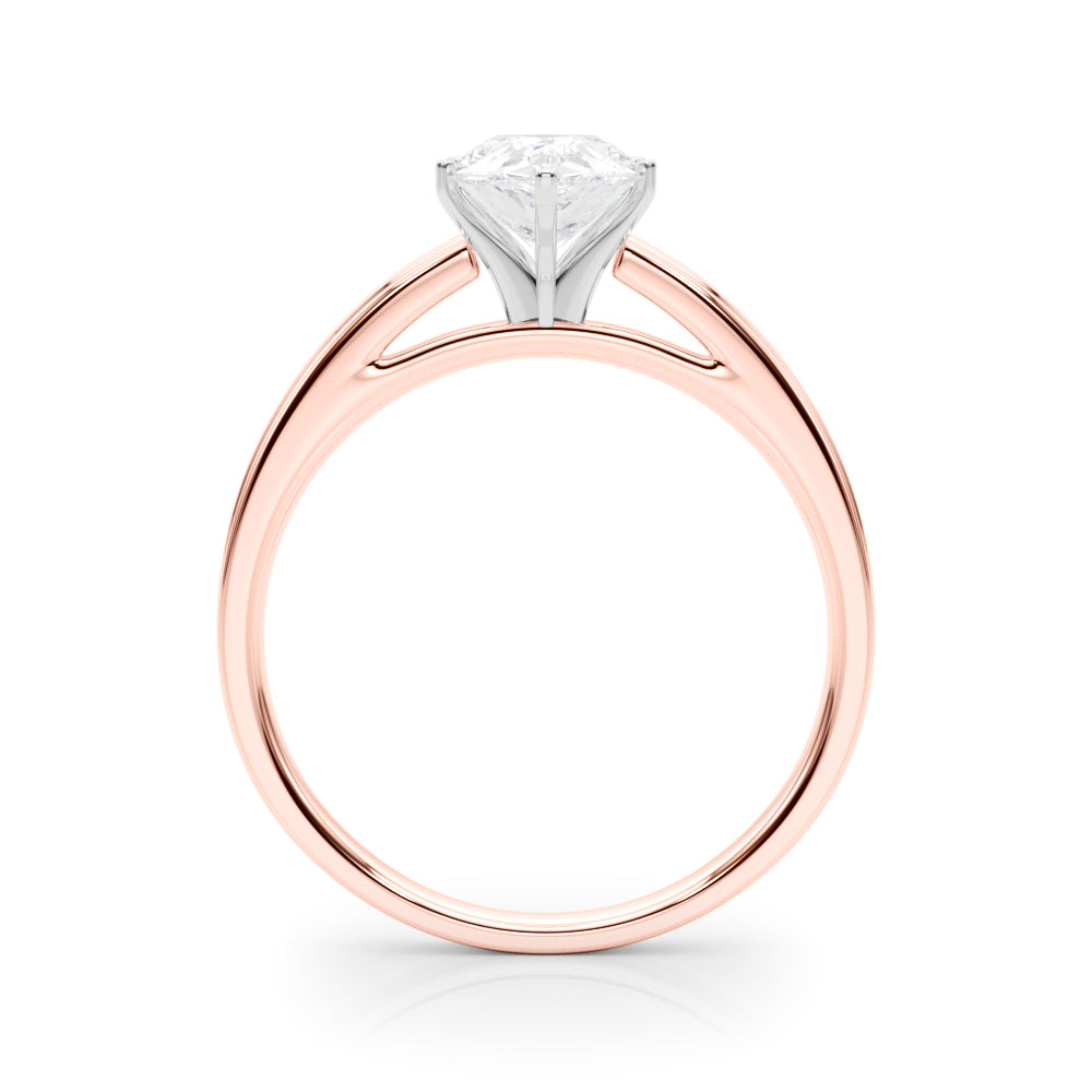Rose gold Pear Solitaire Diamond Ring with Four-Prong Setting and Classic Band 2