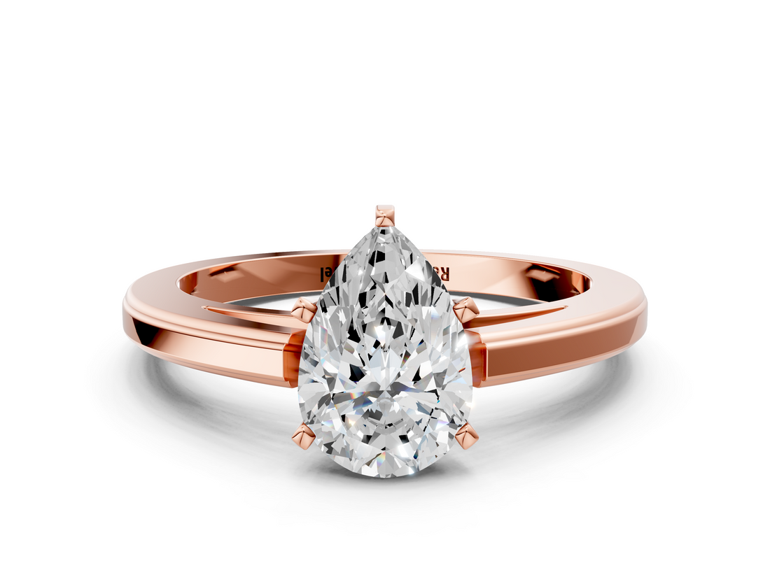 Rose gold Pear Solitaire Diamond Ring with Four-Prong Setting and Classic Band_8