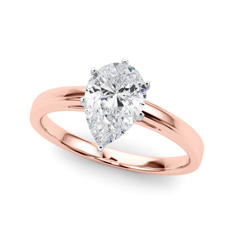 Rose gold Pear Solitaire Diamond Ring with Four-Prong Setting and Classic Band
