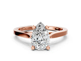 Rose gold Pear Solitaire Diamond Ring with Four-Prong Setting and Tapered Band 1