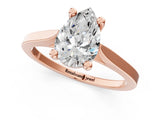 Rose gold Pear Solitaire Diamond Ring with Four-Prong Setting and Tapered Band 2