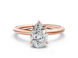 Rose gold Pear Solitaire Diamond Ring with Four-Prong Setting on a Plain Band_20