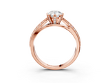 Rose gold Pear Solitaire Diamond Ring with Milgrain Pavé Band and Four-Prong Setting_154
