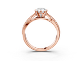 Rose gold Pear Solitaire Diamond Ring with Milgrain Pavé Band and Four-Prong Setting_172